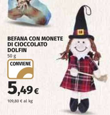 BEFANA CON MONETE DI CIOCCOLATO DOLFIN