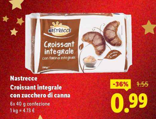 Nastreccce Croissant integrale con zucchero di canna