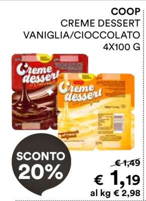 COOP CREME DESSERT VANIGLIA/CIOCCOLATO
