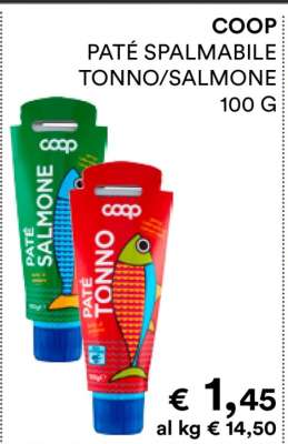 COOP PATÉ SPALMABILE TONNO/SALMONE 100 G