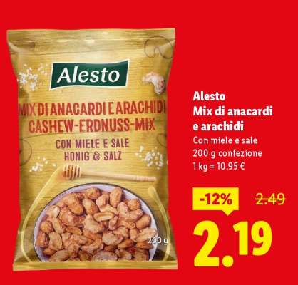 Alesto Mix di anacardi e arachidi