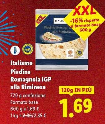 Italiano Piadina Romagnola IGP alla Riminese