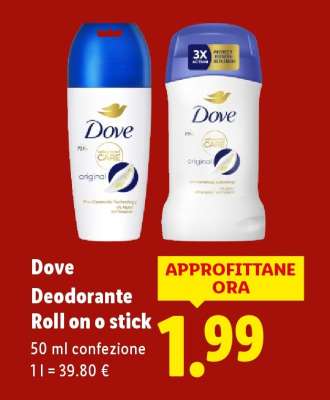 Dove Deodorante Roll on o stick