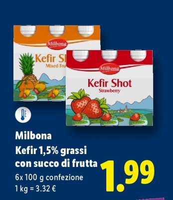 Milbona Kefir 1,5% grassi con succo di frutta