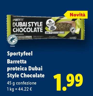 Sportyfeel Barretta proteica Dubai Style Chocolate
