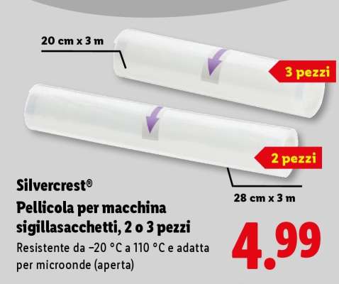 Silvercrest® Pellicola per macchina sigillasacchetti, 2 o 3 pezzi
