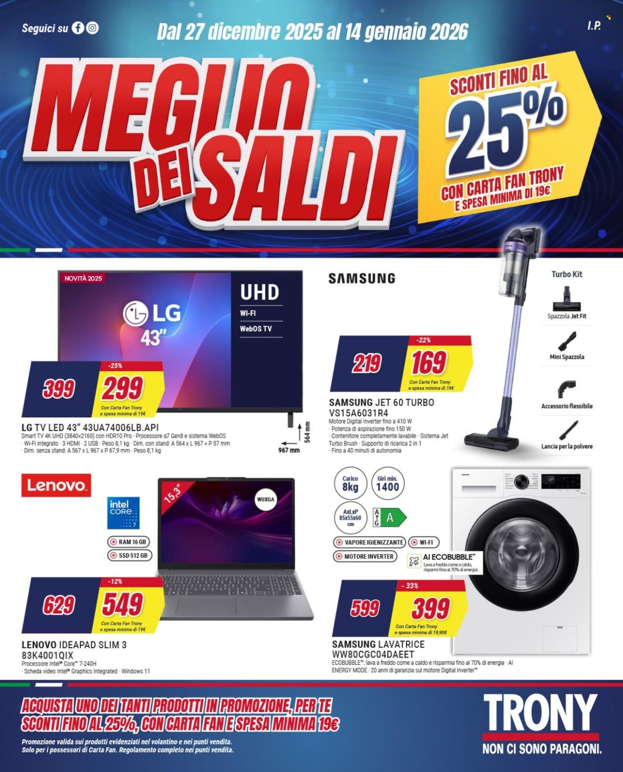 Volantino Trony - 27/12/2025 - 14/1/2026. Pagina 1