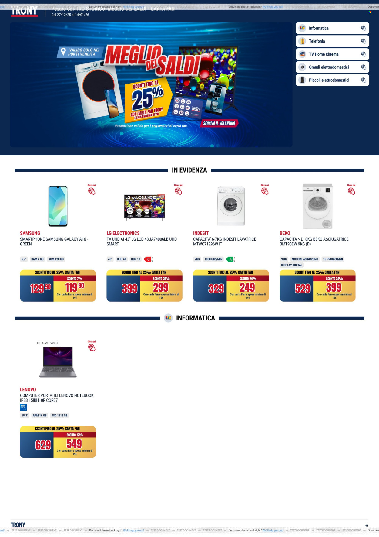 Volantino Trony - 27/12/2025 - 14/1/2026. Pagina 1