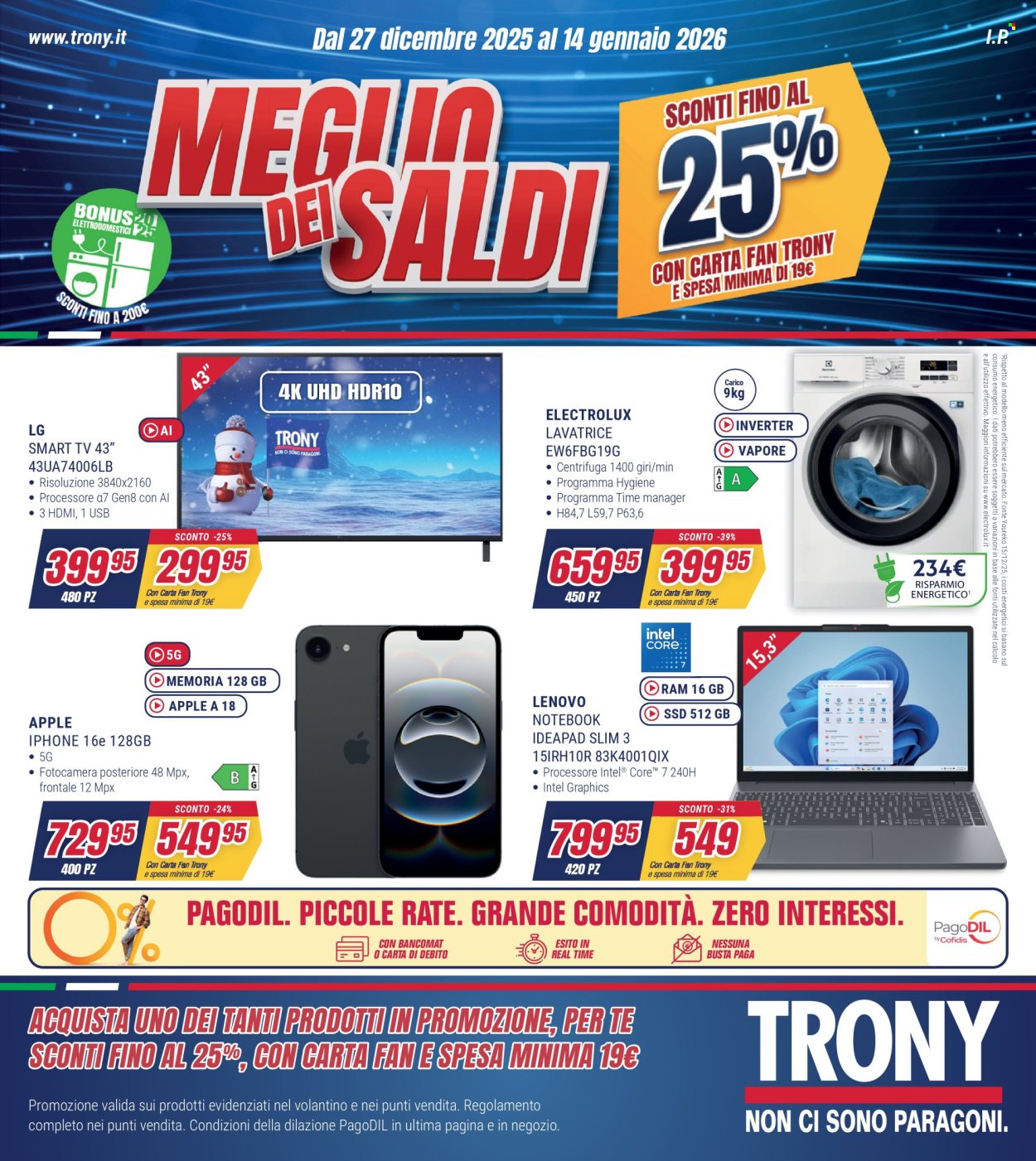 Volantino Trony - 27/12/2025 - 14/1/2026. Pagina 1