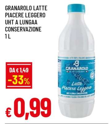GRANAROLO LATTE PIACERE LEGGERO UHT A LUNGAA CONSERVAZIONE 1 L