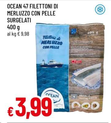 OCEAN 47 FILETTONI DI MERLUZZO CON PELLE SURGELATI