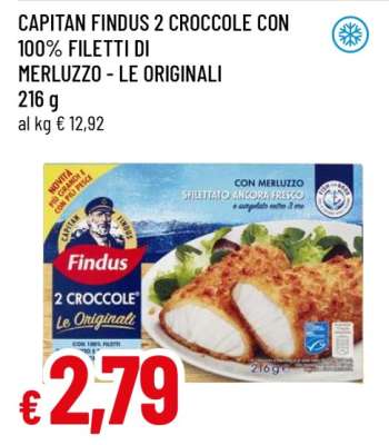 CAPITAN FINDUS 2 CROCCOLE CON 100% FILETTI DI MERLUZZO - LE ORIGINALI