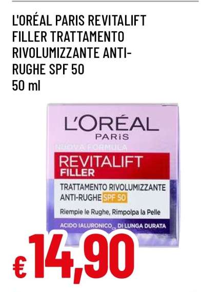 L'ORÉAL PARIS REVITALIFT FILLER TRATTAMENTO RIVOLUMIZZANTE ANTI-RUGHE SPF 50