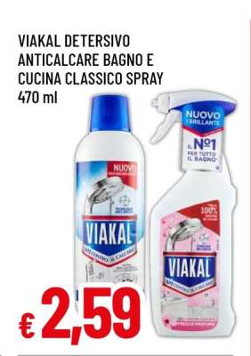 Viakal Detersivo Anticalcare Bagno e Cucina Classico Spray