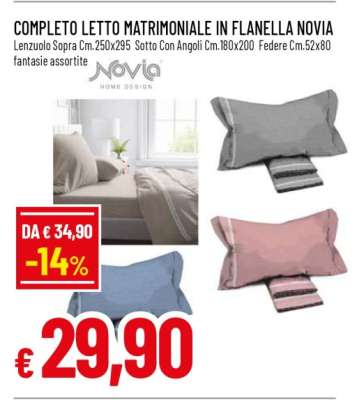 COMPLETO LETTO MATRIMONIALE IN FLANELLA NOVIA