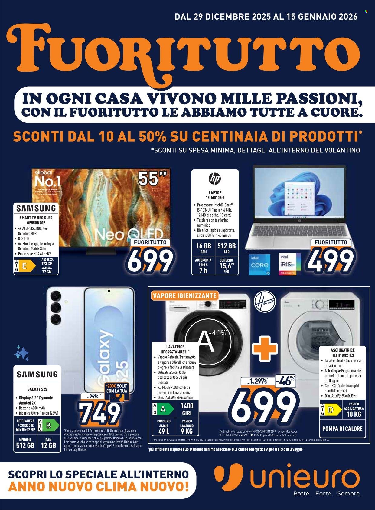 Volantino Unieuro - 29/12/2025 - 15/1/2026. Pagina 1
