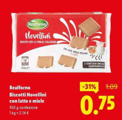 Realforno Biscotti Novellini con latte e miele