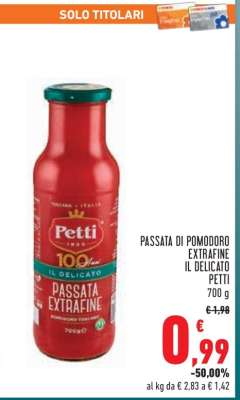 PASSATA DI POMODORO EXTRAFINE IL DELICATO PETTI 700 g