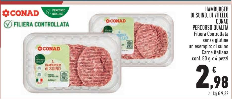 HAMBURGER DI SUINO, DI VITELLO CONAD