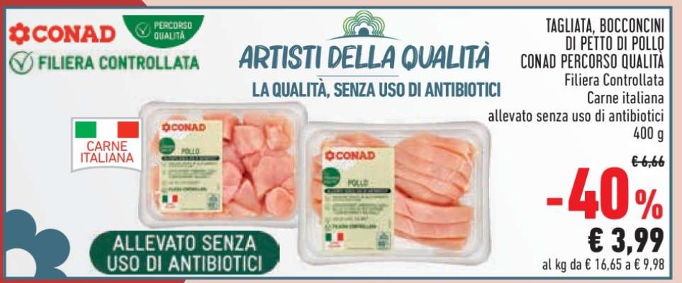 TAGLIATA, BOCCONCINI DI PETTO DI POLLO CONAD PERCORSO QUALITÀ