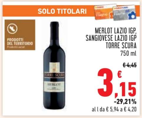 MERLOT LAZIO IGP, SANGIOVESE LAZIO IGP TORRE SCURA