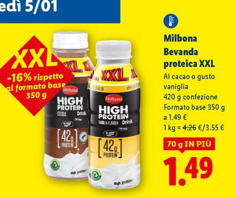 Milbona Bevanda proteica XXL