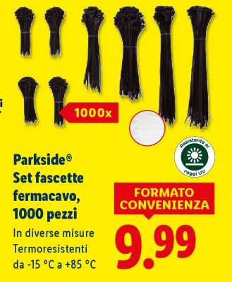 Parkside Set fascette fermacavo, 1000 pezzi