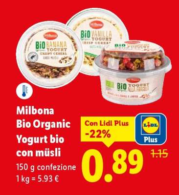 Milbona Bio Organic Yogurt bio con müsli