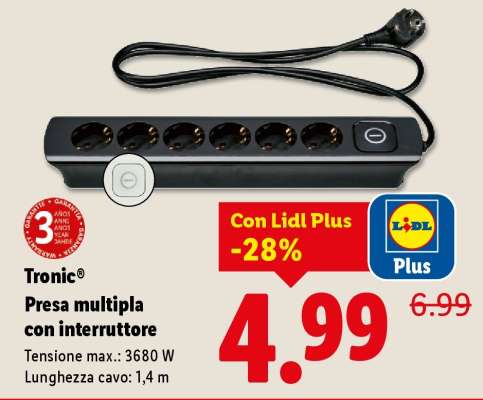 TRONIC® Presa multipla con interruttore