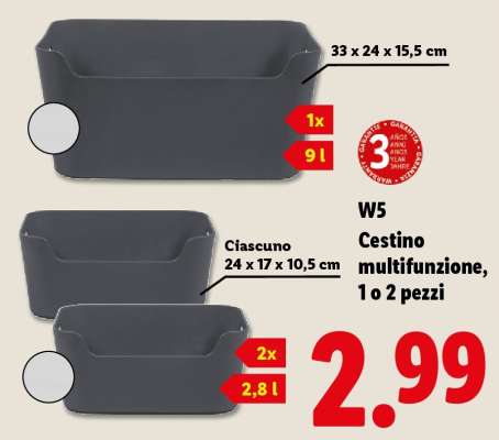 W5 Cestino multifunzione, 1 o 2 pezzi