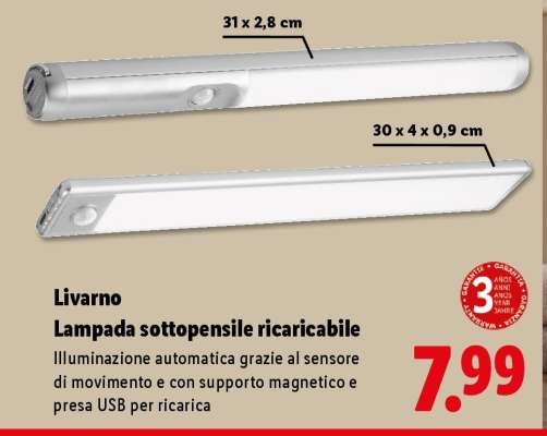 Livarno Lampada sottopensile ricaricabile