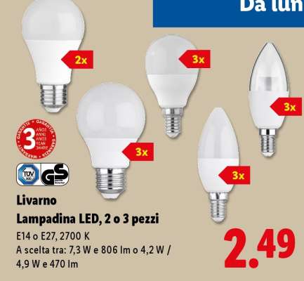 Livarno Lampadina LED, 2 o 3 pezzi
