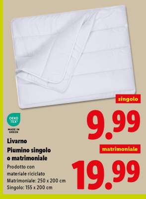 Livarno Piumino singolo o matrimoniale