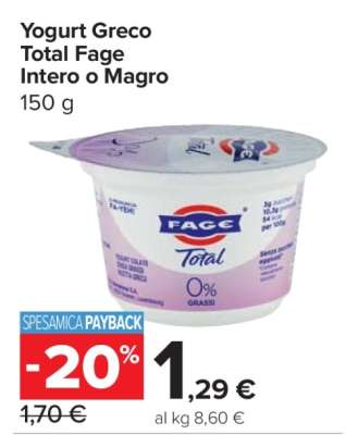 Yogurt Greco Total Fage Intero o Magro