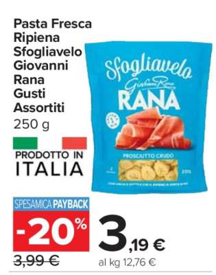 Pasta Fresca Ripiena Sfogliavelo Giovanni Rana Gusti Assortiti