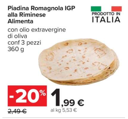 Piadina Romagnola IGP alla Riminese Alimenta