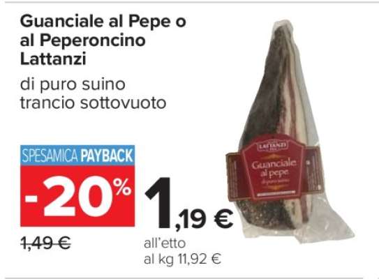 Guanciale al pepe o al peperoncino Lattanzi