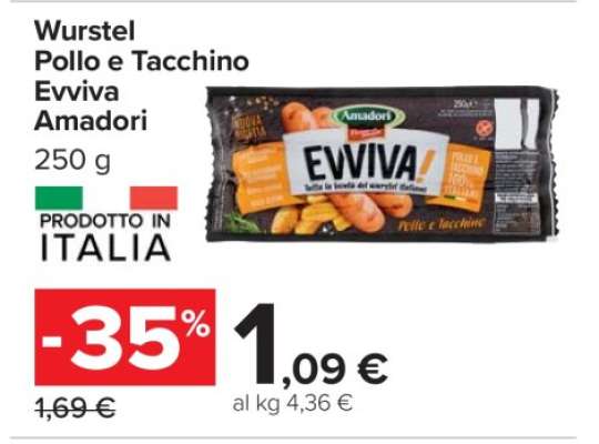 Wurstel Pollo e Tacchino Evviva Amadori