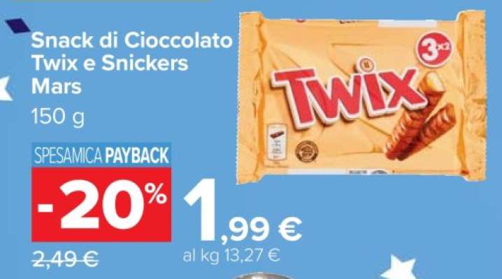 Snack di Cioccolato Twix e Snickers Mars