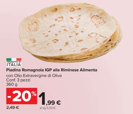 Piadina Romagnola IGP alla Riminese Alimenta