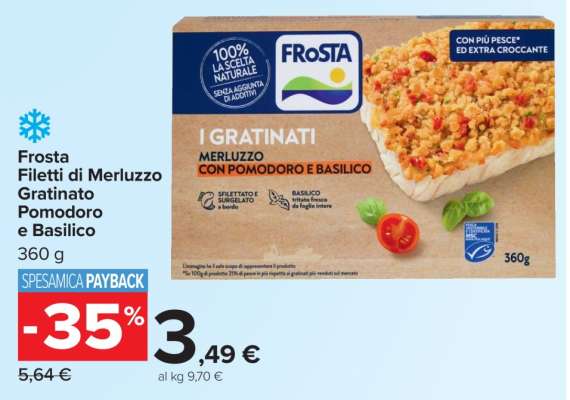Frosta Filetti di Merluzzo Gratinato Pomodoro e Basilico
