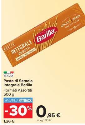 PASTA DI SEMOLA INTEGRALE BARILLA