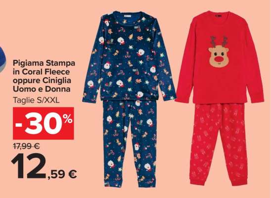 Pigiama Stampa in Coral Fleece oppure Ciniglia Uomo e Donna