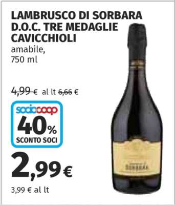 Lambrusco di Sorbara D.O.C. Tre Medaglie Cavicchioli