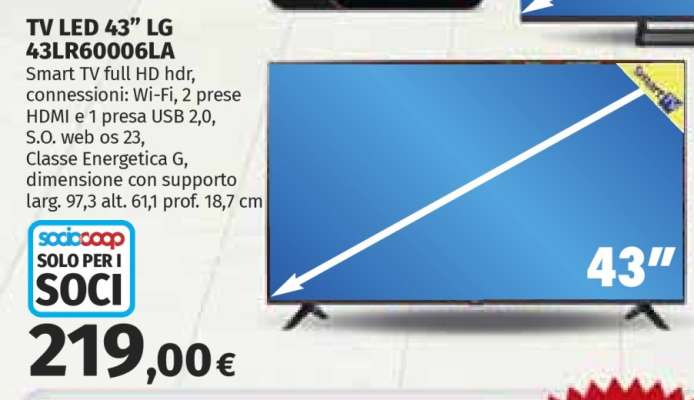 TV LED 43” LG 43LR60006LA