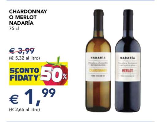 CHARDONNAY O MERLOT NADARÍA 75 cl