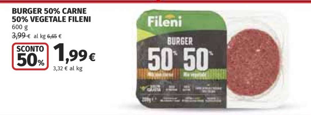 BURGER 50% CARNE 50% VEGETALE FILENI