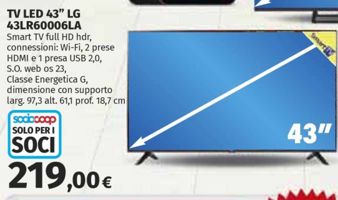 TV LED 43” LG 43LR60006LA