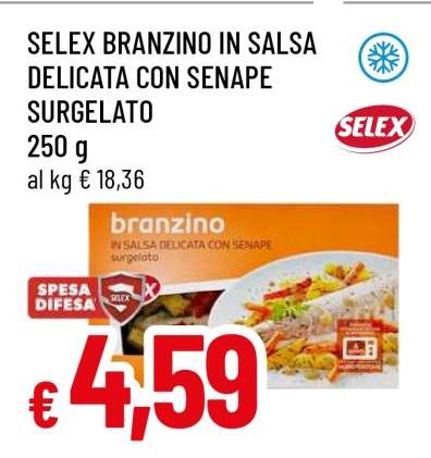 SELEX BRANZINO IN SALSA DELICATA CON SENAPE SURGELATO