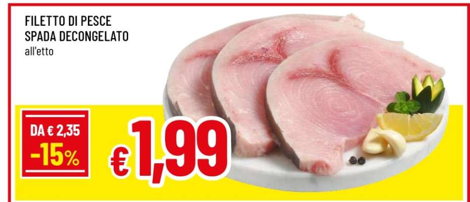 FILETTO DI PESCE SPADA DECONGELATO